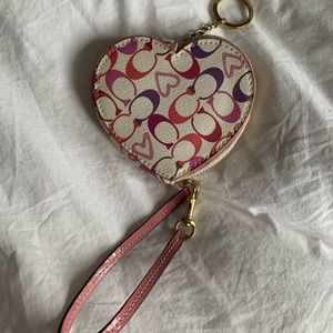 Coach heart wristlet keychain